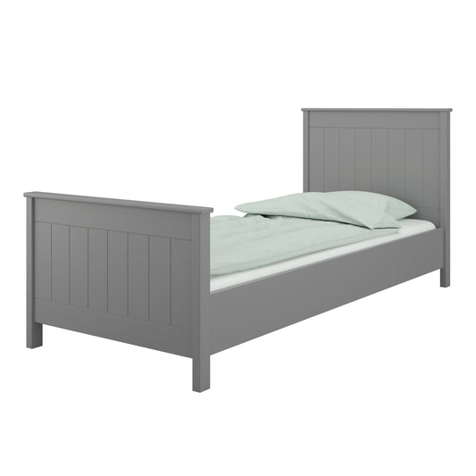 Landhaus Einzelbett 90x200 Bett grau Kinder Jugendbett Gästebett Bettgestell