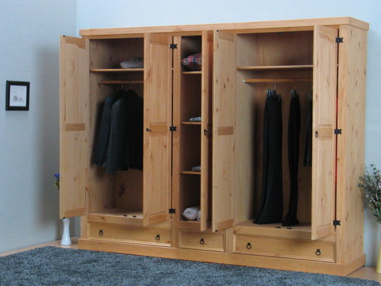 5trg Kiefer Mexico Kleiderschrank New Mexiko massiv Schlafzimmer Schrank natur