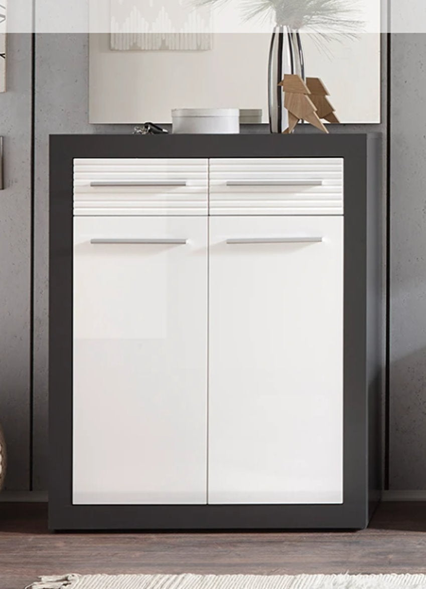 Hochglanz Schuhschrank Nala Schuhkommode Regal Flurkommode Schrank Kommode weiß