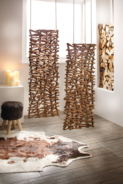 Holz-Deko Raumteiler Paravent Skulptur Natur Schmuck Holz Wand Deko Bild Rattan