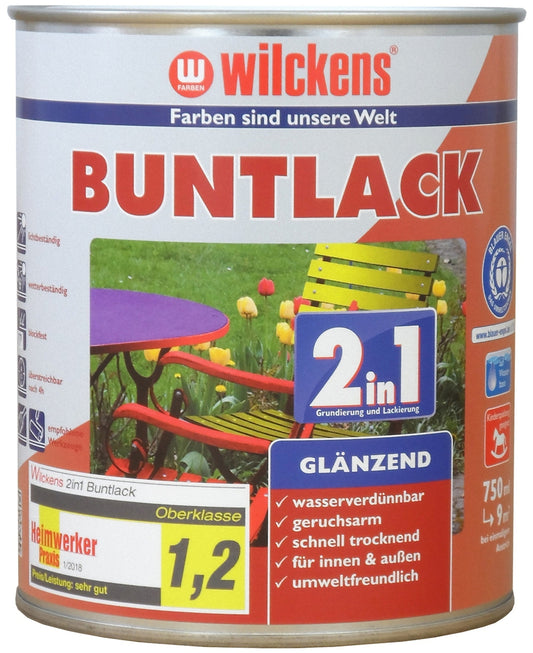 Wilckens 0,75l 2in1 Buntlack glänzend Nussbraun Grundierung Farblack Lack