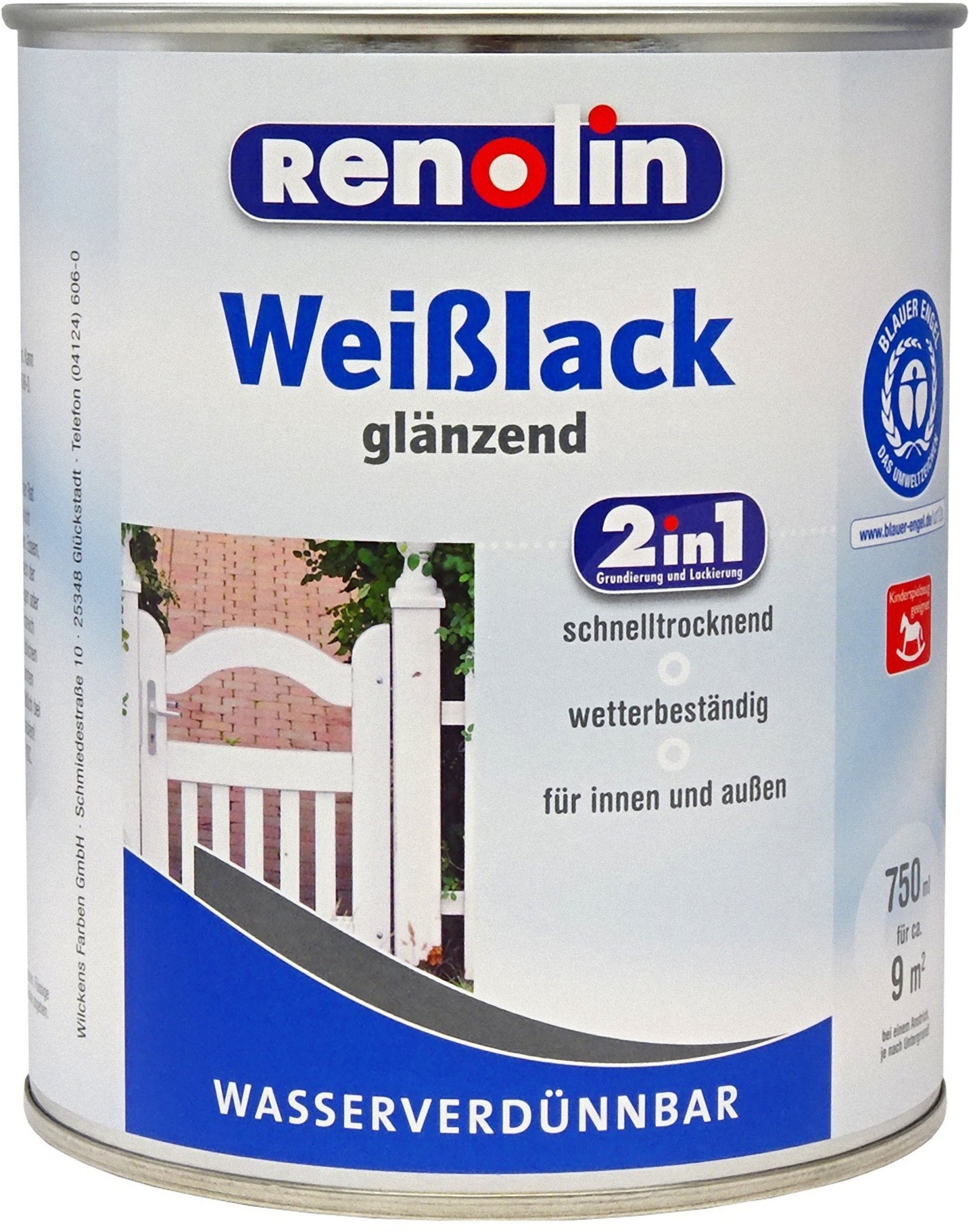 Renolin Weißlack 2in1 glänzend Weiß Grundierung Deckanstrich Lack Holzlack