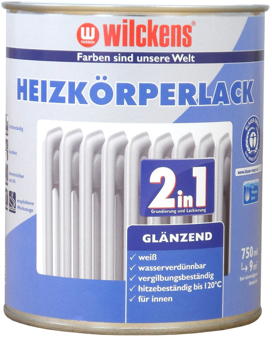 Wilckens 0,75l 2in1 Heizkörperlack glänzend weiß Grundierung Weißlack Heizung