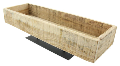 Deko Holzschale Rustikal 45cm Tisch Schale eckig Kerzenständer Shabby Dekoration
