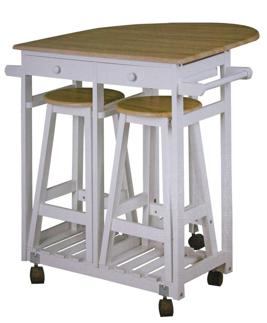 Küchenbar auf Rollen + 2 Hocker Küchentisch Tresen Tisch Sitzgruppe Küche Bar