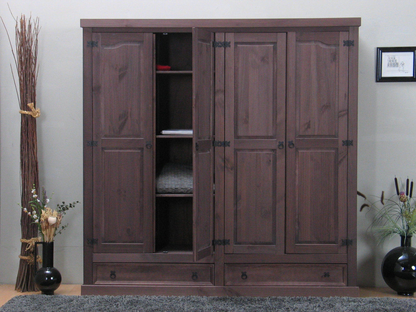 4tr Kleiderschrank New Mexiko Kiefer massiv Schlafzimmer Schrank Mexico kolonial