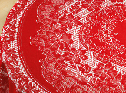 Spitzen Tischdecke Ø 180cm rot Decke Weihnachtsdecke Tischläufer rund