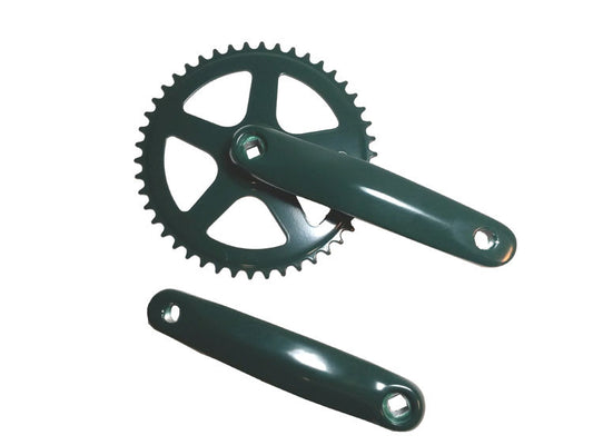 ALU Kettenradgarnitur Kurbelgarnitur Stahlkettenblatt 46 Zähne AL131mm in grün
