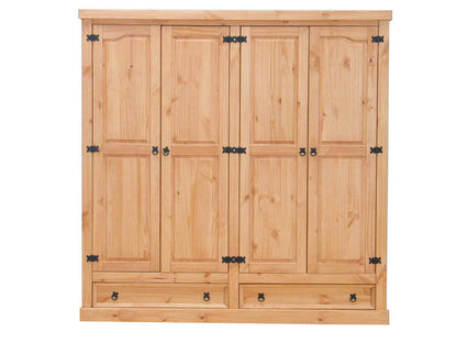 4trg massiv Mexico Kiefer Kleiderschrank "New Mexiko" Schlafzimmer-Schrank gel.