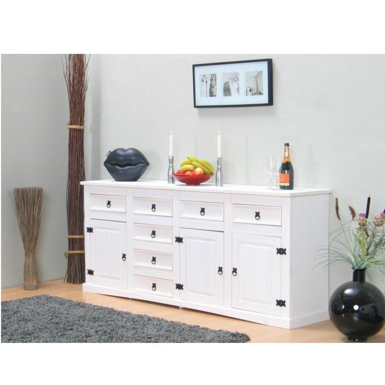 Sideboard New Mexiko Holz Anrichte Buffet Schubladen Kommode Schrank weiß