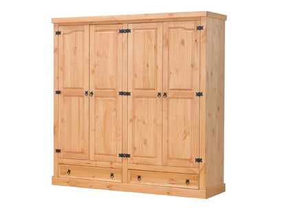 4trg massiv Mexico Kiefer Kleiderschrank "New Mexiko" Schlafzimmer-Schrank gel.
