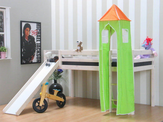 Thuka Kinder Turm Spielturm für Kinderbett Hochbett Rutschbett Bett grün orange