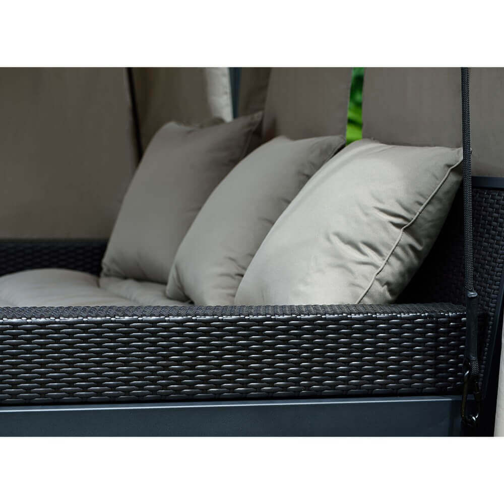 Pavillon Gartenliege Sonnenliege Relaxliege Lounge Sonnenbett Doppelliege grau