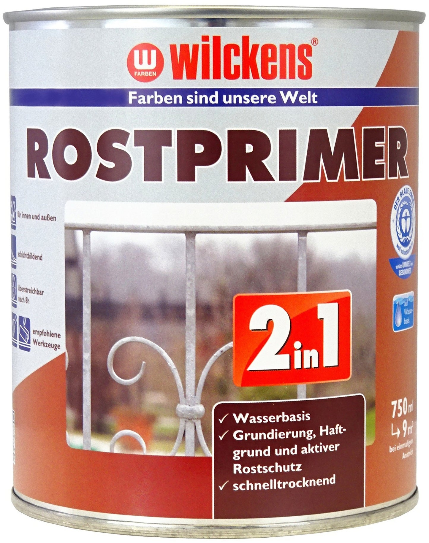 Wilckens 0,75l 2in1 Rostprimer Rotbraun Grundierung Haftgrund Rostschutz