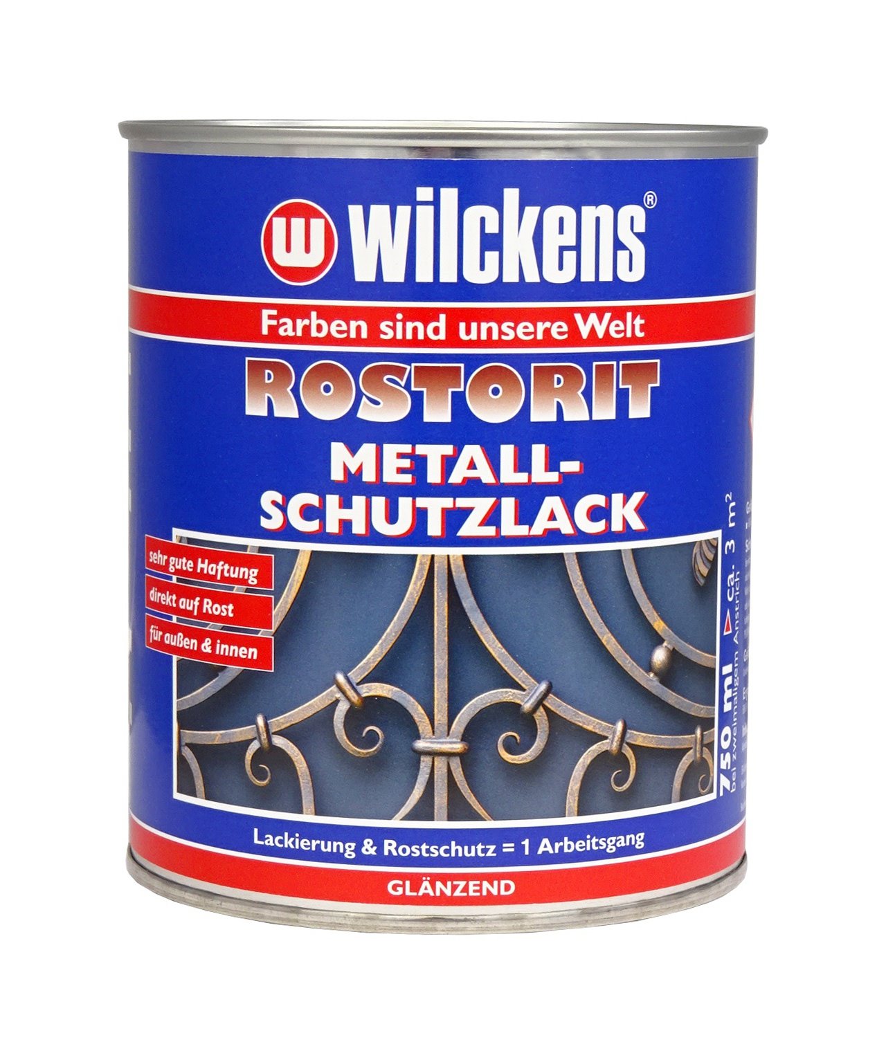 Wilckens 0,75l Rostorit Metall-Schutzlack Silber Lack Rostschutz Farbe glänzend