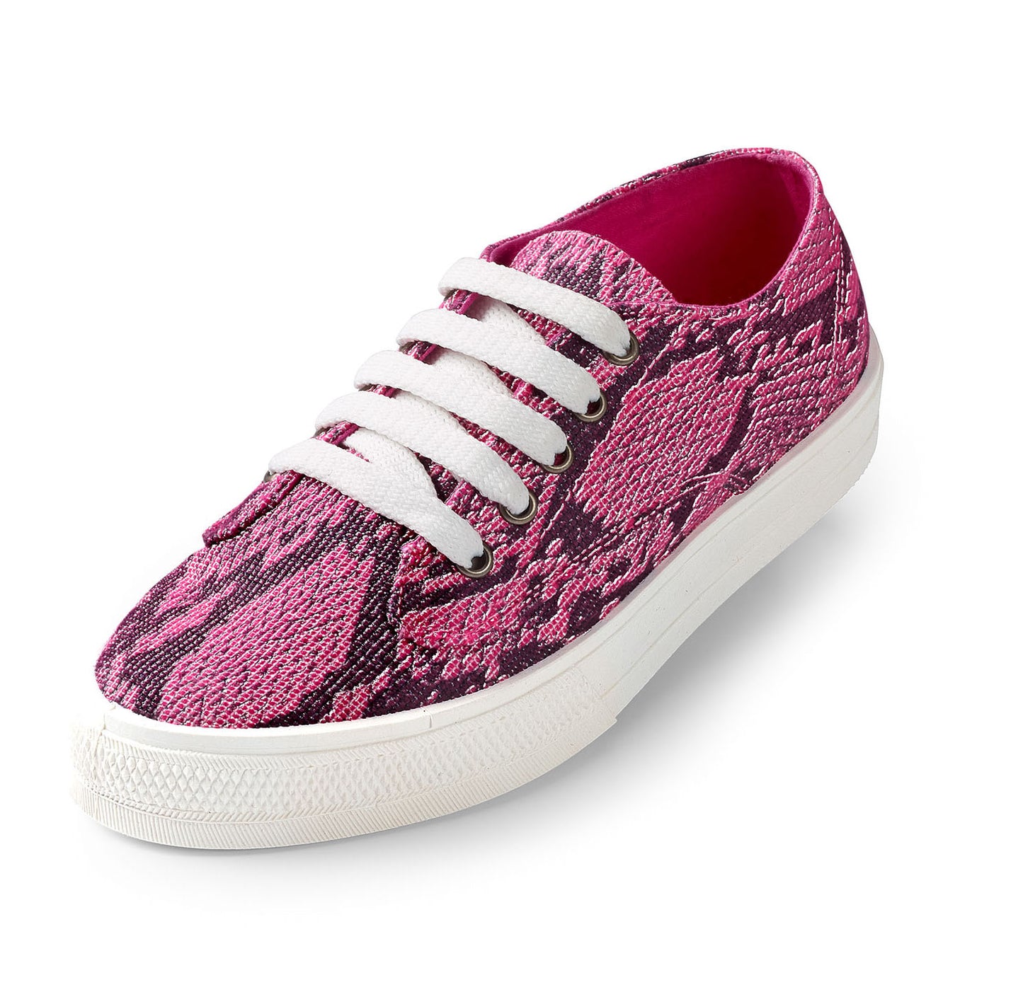 Damen Sommer Sneaker Halbschuhe Freizeit pink Glitzer Schuhe Schnürschuhe Textil