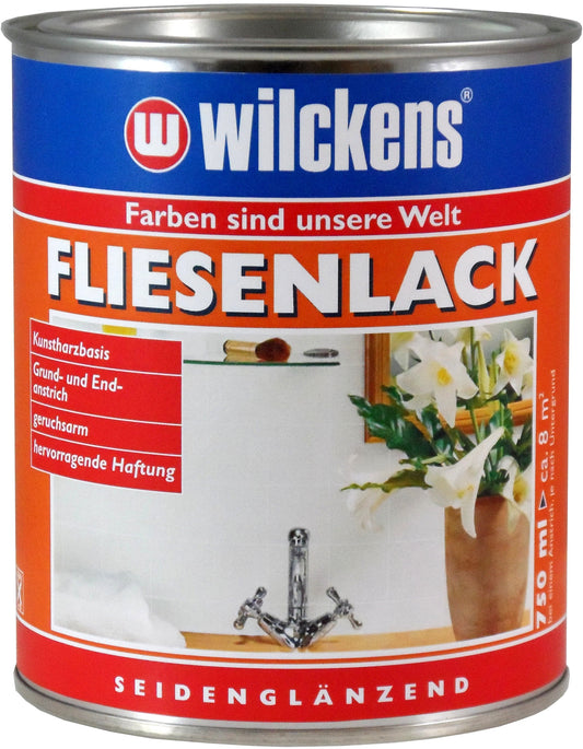 Wilckens Fliesenlack 750ml weiß Fliesen Lack Fliesenfarbe Lackfarbe Farbe Glanz