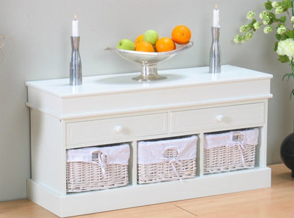 Kommode Mia Bank + 3 Körbe Sitzbank Garderobe Flur Möbel Schuhschrank weiss