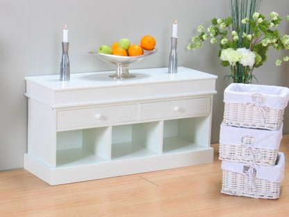 Kommode Mia Bank + 3 Körbe Sitzbank Garderobe Flur Möbel Schuhschrank weiss