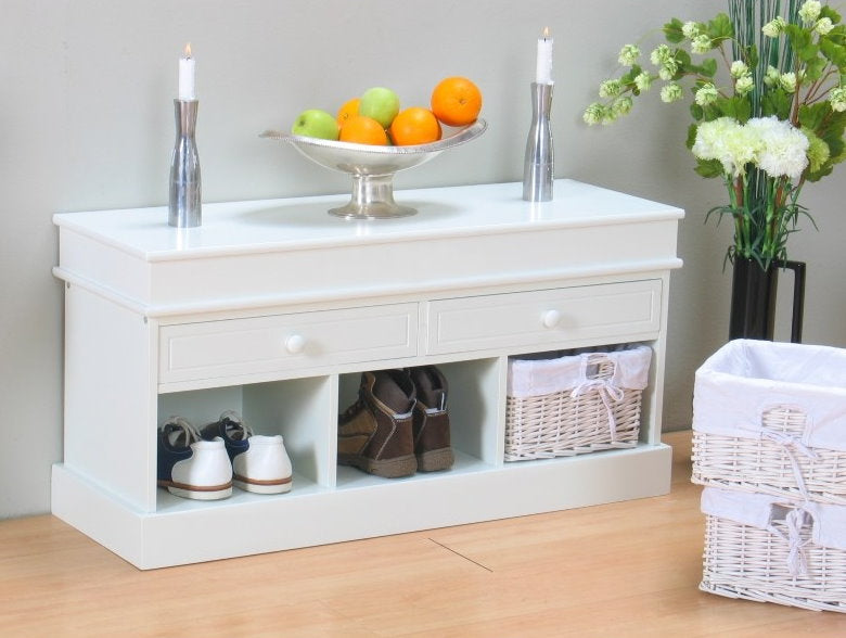 Kommode Mia Bank + 3 Körbe Sitzbank Garderobe Flur Möbel Schuhschrank weiss
