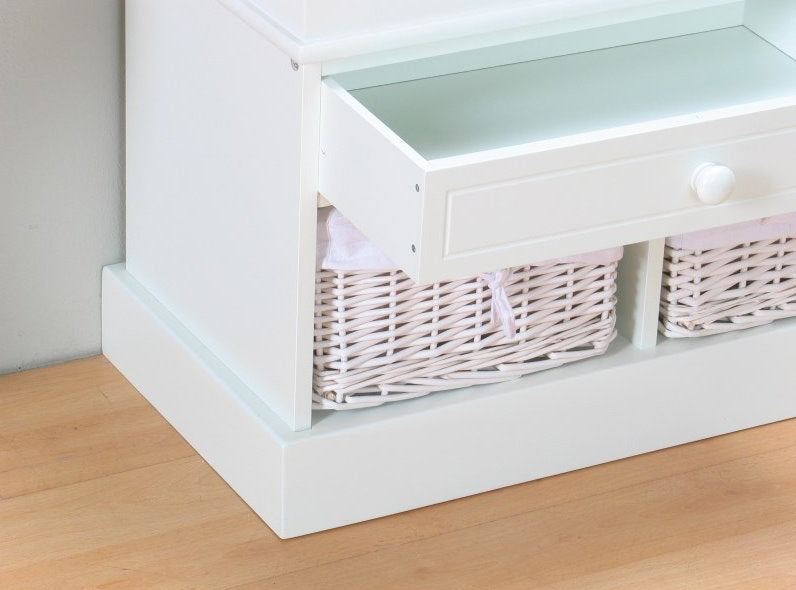 Kommode Mia Bank + 3 Körbe Sitzbank Garderobe Flur Möbel Schuhschrank weiss