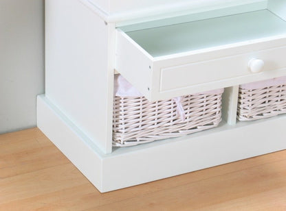Kommode Mia Bank + 3 Körbe Sitzbank Garderobe Flur Möbel Schuhschrank weiss