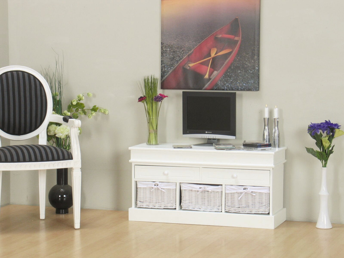 TV Tisch Mia Fernsehtisch Fernsehschrank Hifi Möbel Unterschrank Kommode weiß