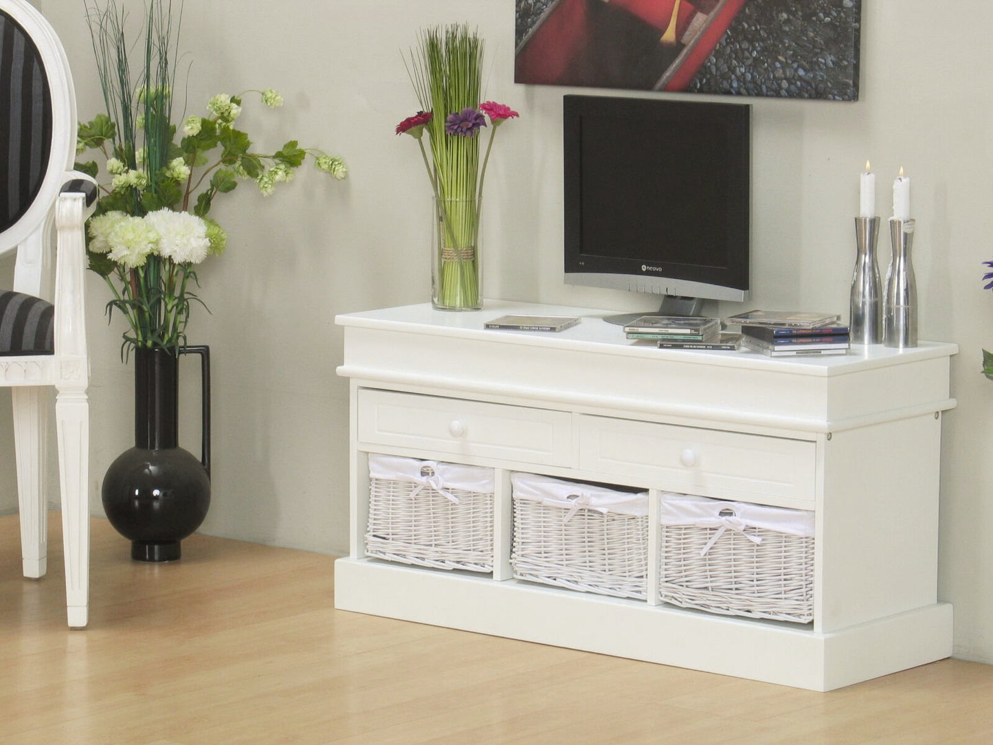 TV Tisch Mia Fernsehtisch Fernsehschrank Hifi Möbel Unterschrank Kommode weiß