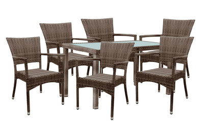 KONWAY® 7tlg. Premium Polyrattan Sitzgruppe braun Essgruppe Garten Möbel Set