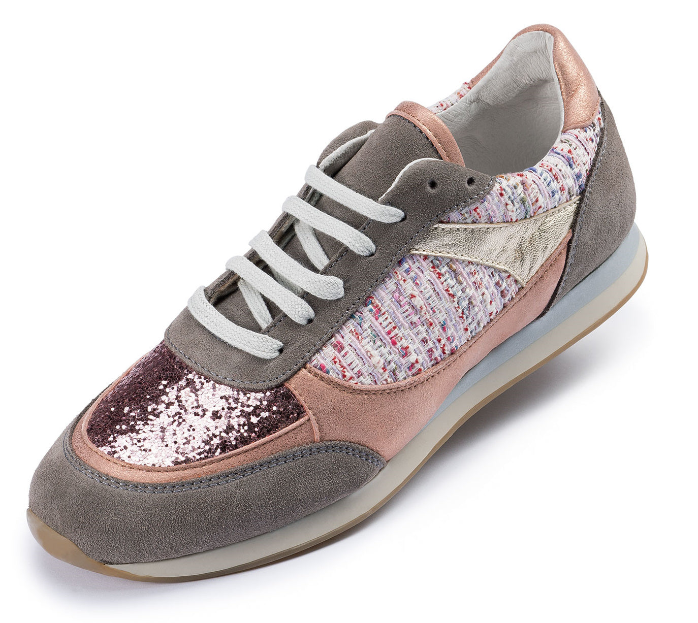 Damen Leder Casual Sneaker Halbschuhe Freizeit Sport Schuhe Schnürschuhe rose