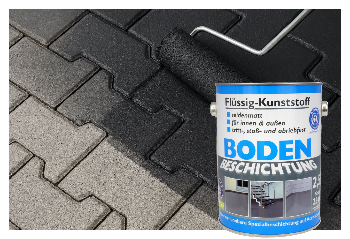 Flüssig Kunststoff 2,5L Bodenbeschichtung 25m² Betonfarbe Beton Beschichtung