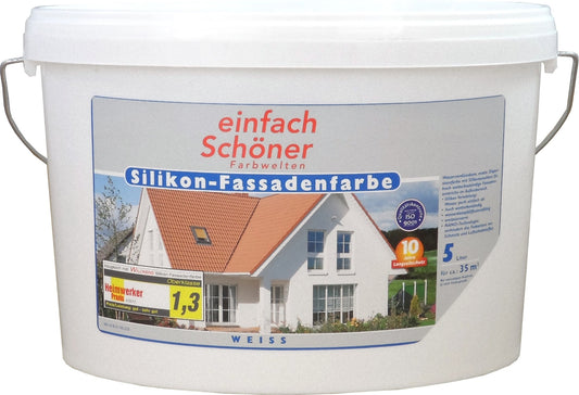 10l eS-Silikon-Fassadenfarbe Weiß Wandfarbe matt Außenfarbe Farbe außen