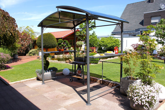 Leco Profi Grillpavillon Pavillon Garten Terrasse Grill Überdachung mit Ablagen