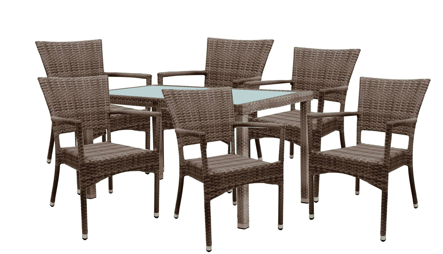 KONWAY® 7tlg. Premium Polyrattan Sitzgruppe 140x80 Essgruppe Garten Möbel Set