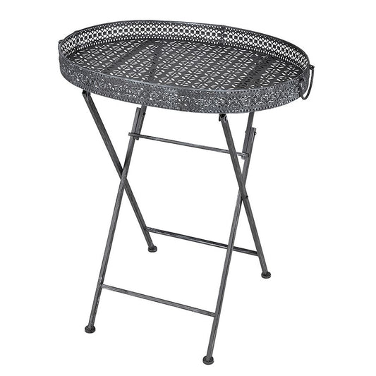 Metall Beistelltisch Vintage Tablett Tisch Blumentisch Couchtisch Sofatisch grau