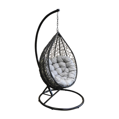 Korb Hängesessel mit Gestell + Kissen Hängestuhl Lounge Hängekorb Schaukel Sessel