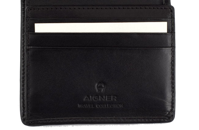 AIGNER Original Damen Geldbörse Portemonnaie Leder Portmonee schwarz