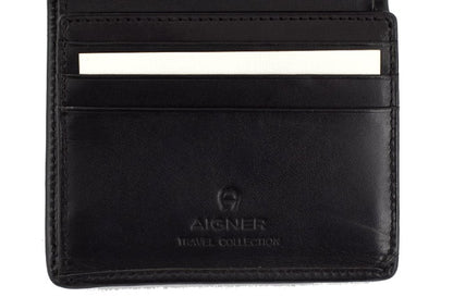 AIGNER Original Damen Geldbörse Portemonnaie Leder Portmonee schwarz