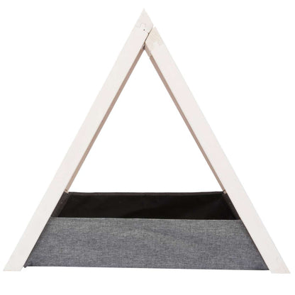 Katzenhaus Kleintierhaus Katzenhöhle Katzenbett Kissen indoor natur Holz weiß