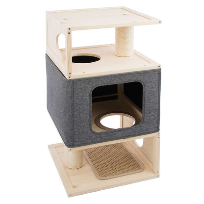 Limal Katzenhaus Katzenturm Kratzbaum Kratzturm Indoor 79,5 x 40 x 40 cm grau