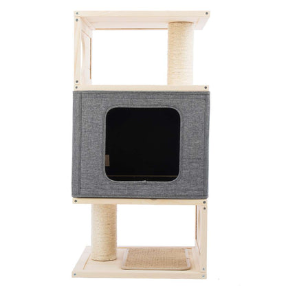 Limal Katzenhaus Katzenturm Kratzbaum Kratzturm Indoor 79,5 x 40 x 40 cm grau