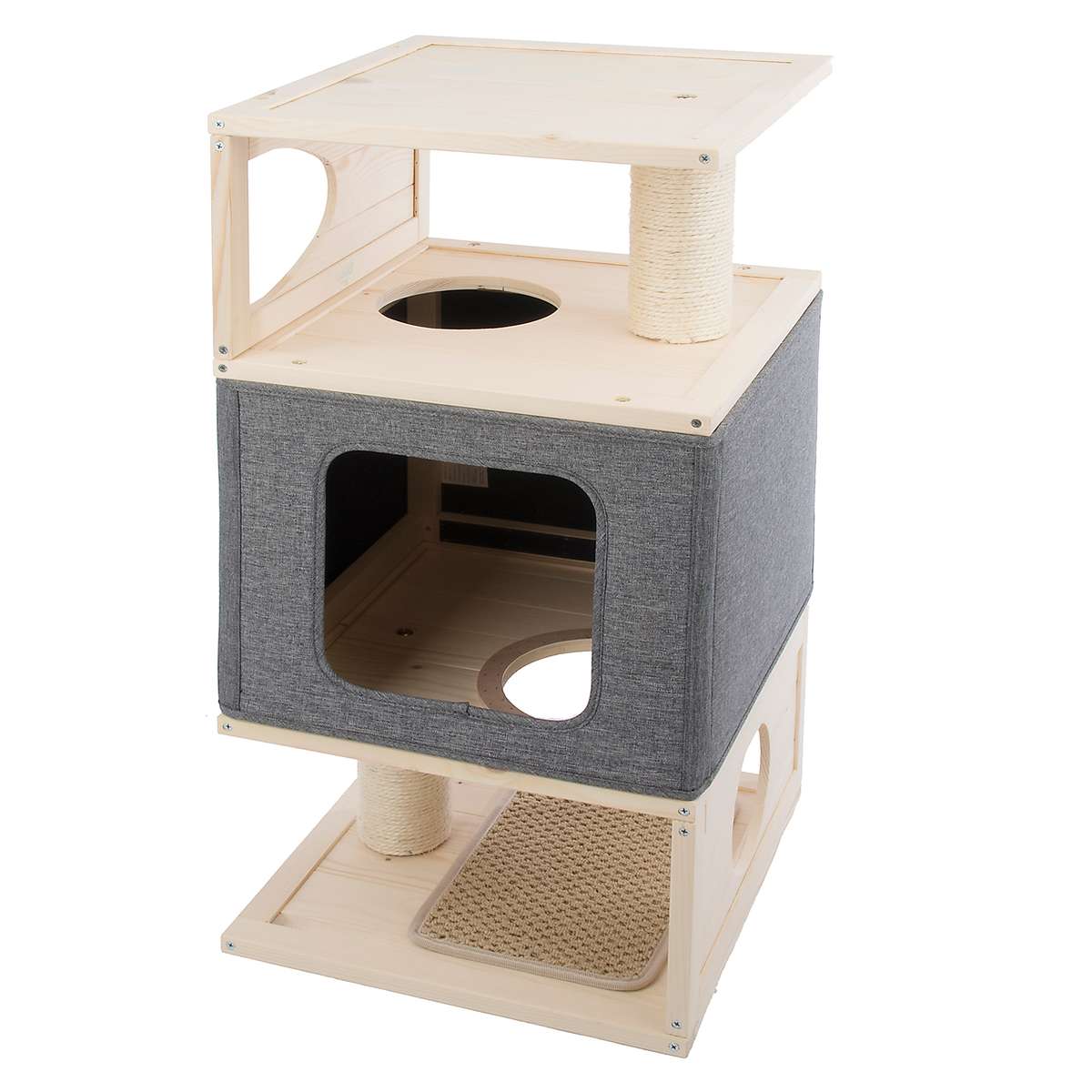 Limal Katzenhaus Katzenturm Kratzbaum Kratzturm Indoor 79,5 x 40 x 40 cm grau