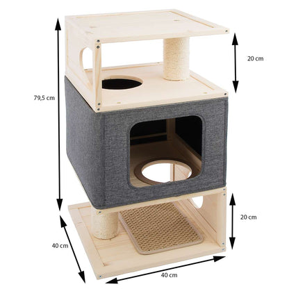 Limal Katzenhaus Katzenturm Kratzbaum Kratzturm Indoor 79,5 x 40 x 40 cm grau