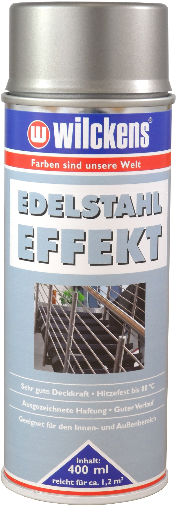 WILCKENS Edelstahl Effekt Spray 400ml Lack Metallic Sprühfarbe Farbe silbergrau