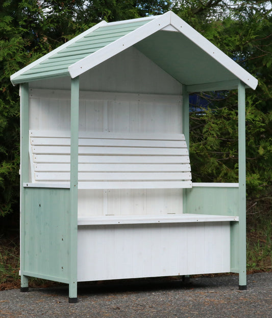 Garten Bank überdacht Gartenhaus Sitzbank Auflagenbox Laubenbank Philosophenbank