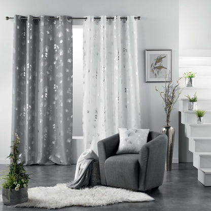 Ösenschal Vorhang 140x260 Gardine Schal Ösen Blattdruck halbtransparent Gardine