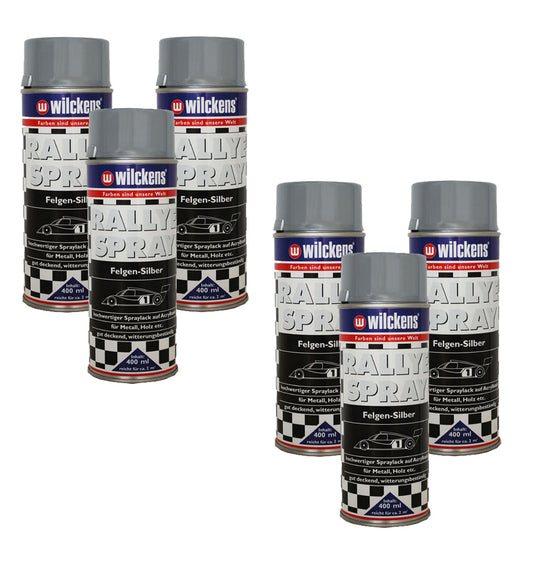 6x Spraydose Rallye Spray Felgensilber 400ml Felgenspray silber Sprühlack