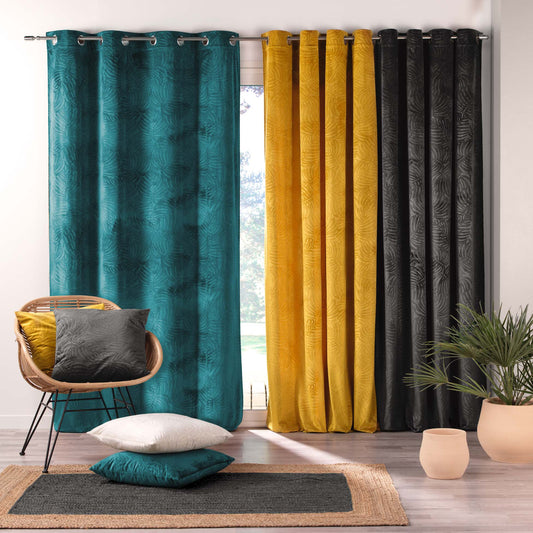 Ösenschal Vorhang 140x240 Samt-Struktur Gardine Schal Ösen blickdicht Gardine