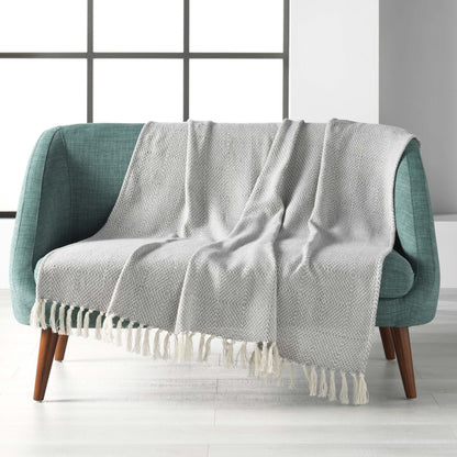 Wohndecke 125x150 Baumwolle Tagesdecke Fransen Kuscheldecke Sofa Couch Decke