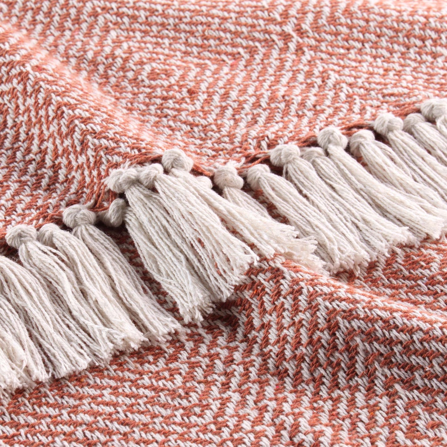 Wohndecke 125x150 Baumwolle Tagesdecke Fransen Kuscheldecke Sofa Couch Decke